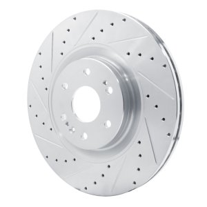 Cadillac Escalade ESV Brake Rotor (1) - Front Left - R1 Concepts - Drilled & Slotted - Silver - `21-`25